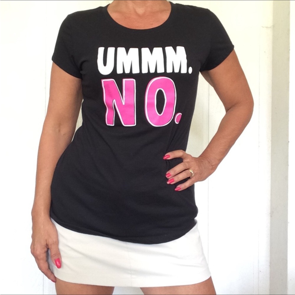 WOUND UP JUNIORS XL GRAPHIC SHORT SLEEVE BLACK AND PINK T SHIRT JUST SAY NO